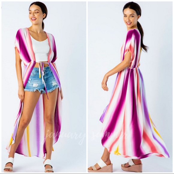 ☀️LAST3️⃣//LAVENDER RAINBOW HIGH LOW KIMONO - Picture 4 of 7